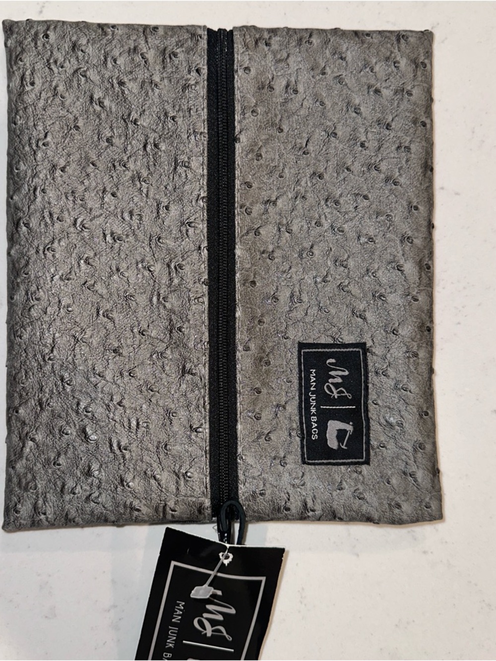 Man Junk bag Gray Ostrich-Texture Card & Key Holder